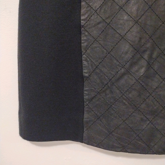 Milly - Lambskin Leather Wool Black Mini Skirt - Picture 7 of 16